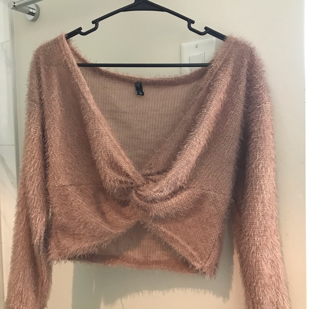 Off Shoulder Fuzzy Sweater